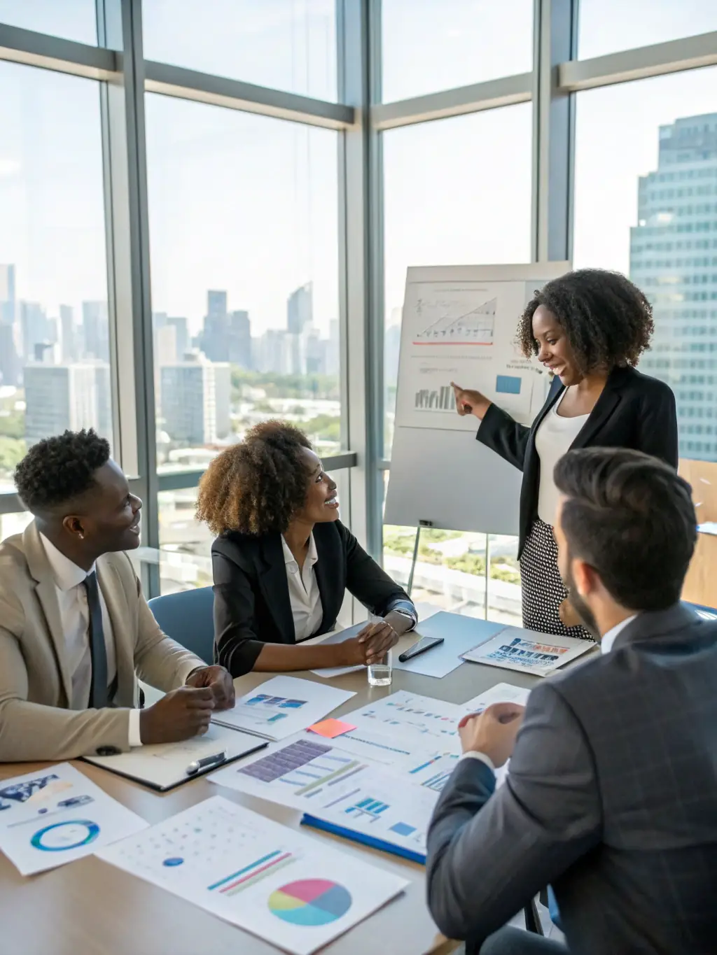 A diverse group of investors discussing investment strategies around a table, highlighting the collaborative approach to investment planning.