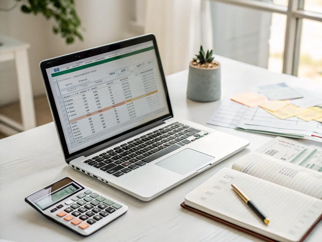 An image of a laptop screen displaying financial spreadsheets and planning tools, highlighting the ease of use and data-driven insights.