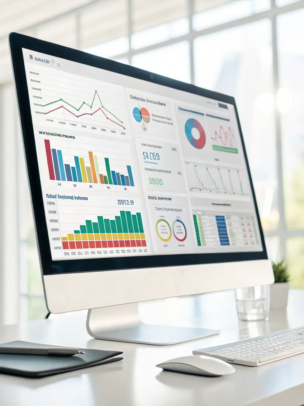 A financial dashboard displaying key performance indicators (KPIs) for a small business, such as revenue, expenses, and profit margins.